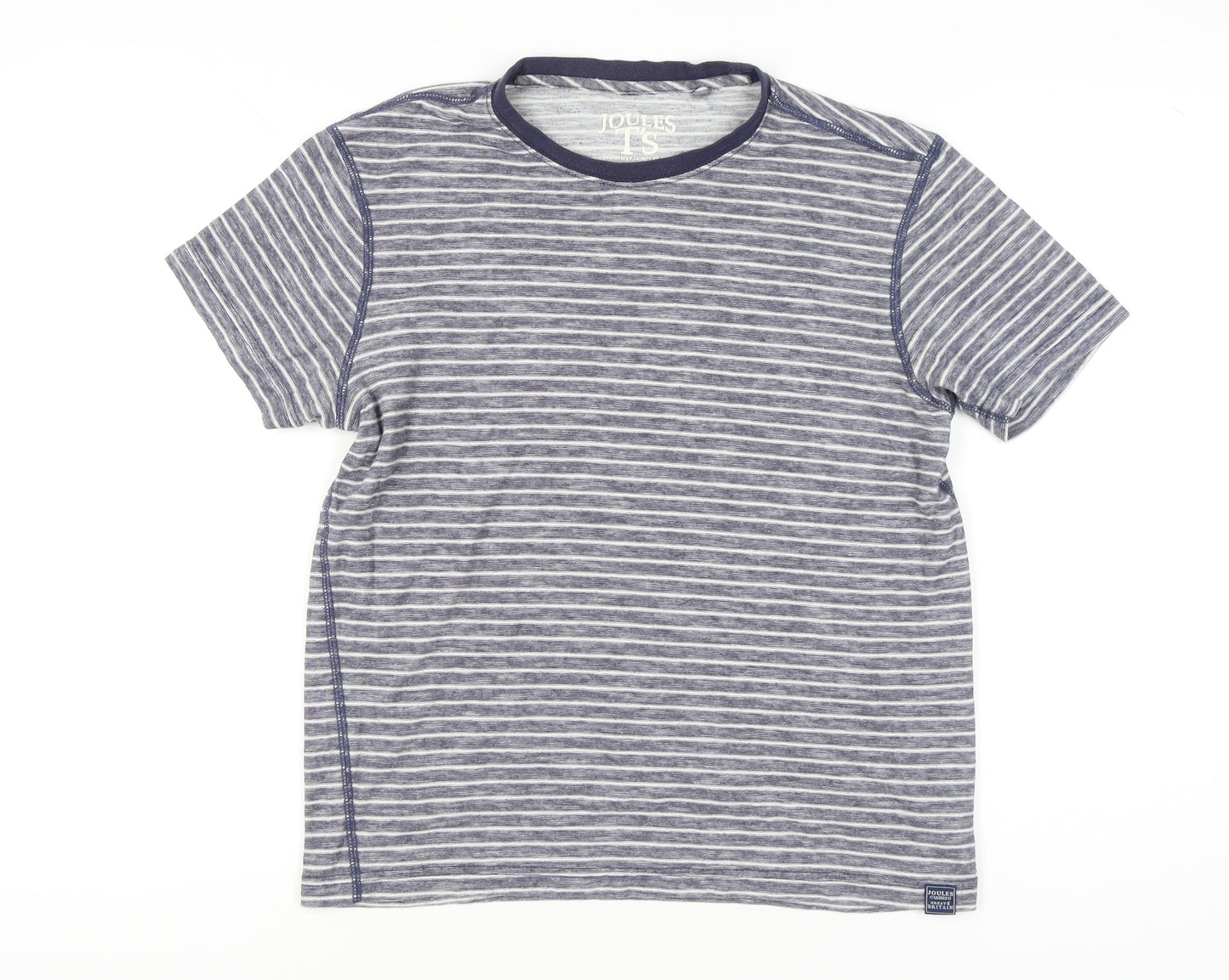 Joules Men's Blue Striped Cotton Crew Neck Short Sleeve T-Shirt Size M