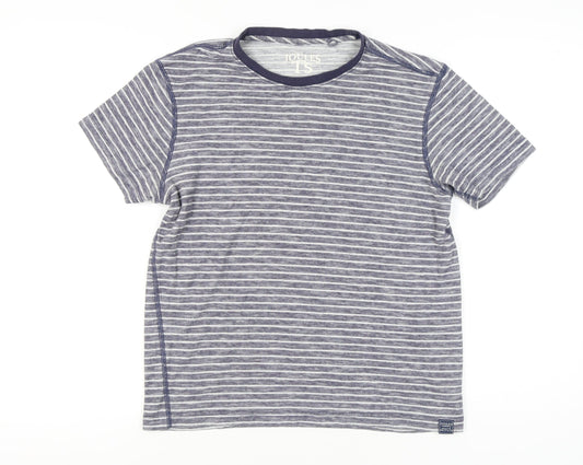 Joules Men's Blue Striped Cotton Crew Neck Short Sleeve T-Shirt Size M