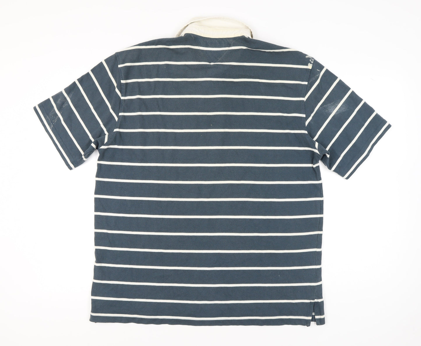 Tommy Hilfiger Men's Blue XL Striped Polo Shirt Cotton Short Sleeve