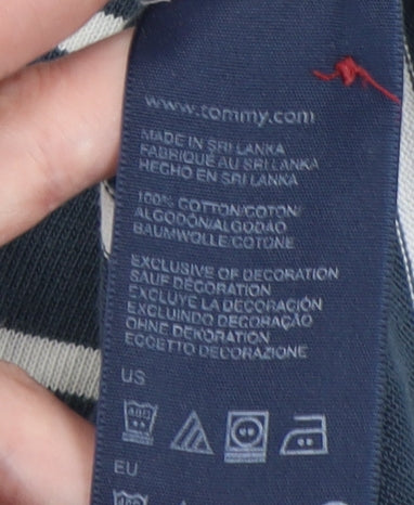 Tommy Hilfiger Men's Blue XL Striped Polo Shirt Cotton Short Sleeve