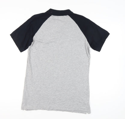 French Connection Men’s Grey Black Polo Shirt XL Cotton Blend