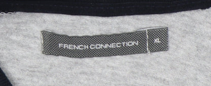 French Connection Men’s Grey Black Polo Shirt XL Cotton Blend
