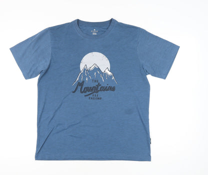 Hi Gear Men’s Blue Graphic Outdoor Mountain T-Shirt Medium Regular Fit