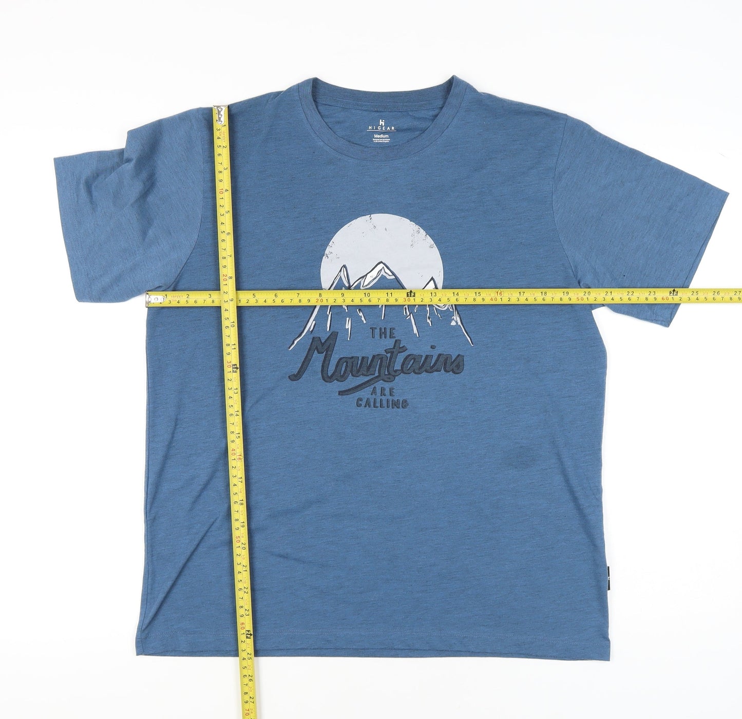 Hi Gear Men’s Blue Graphic Outdoor Mountain T-Shirt Medium Regular Fit