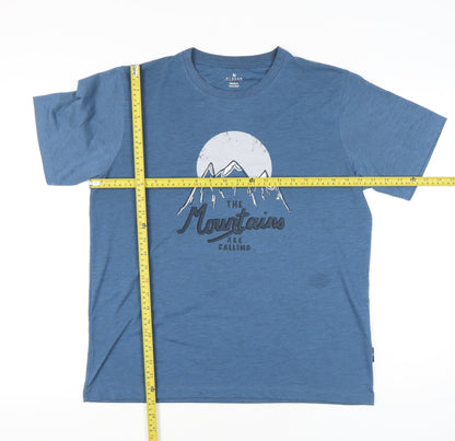 Hi Gear Men’s Blue Graphic Outdoor Mountain T-Shirt Medium Regular Fit