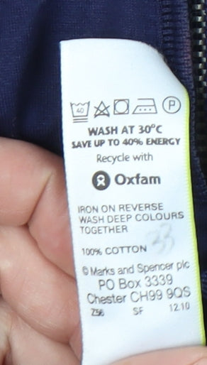 Marks & Spencer Men’s Blue Striped Cotton Polo Shirt L 1/4 Zip