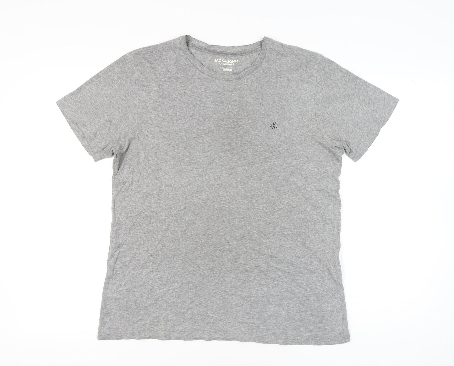 Jack & Jones Men’s Grey Regular Fit Crew Neck T-Shirt Size M