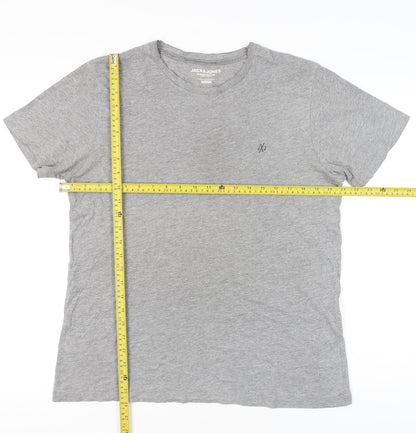 Jack & Jones Men’s Grey Regular Fit Crew Neck T-Shirt Size M