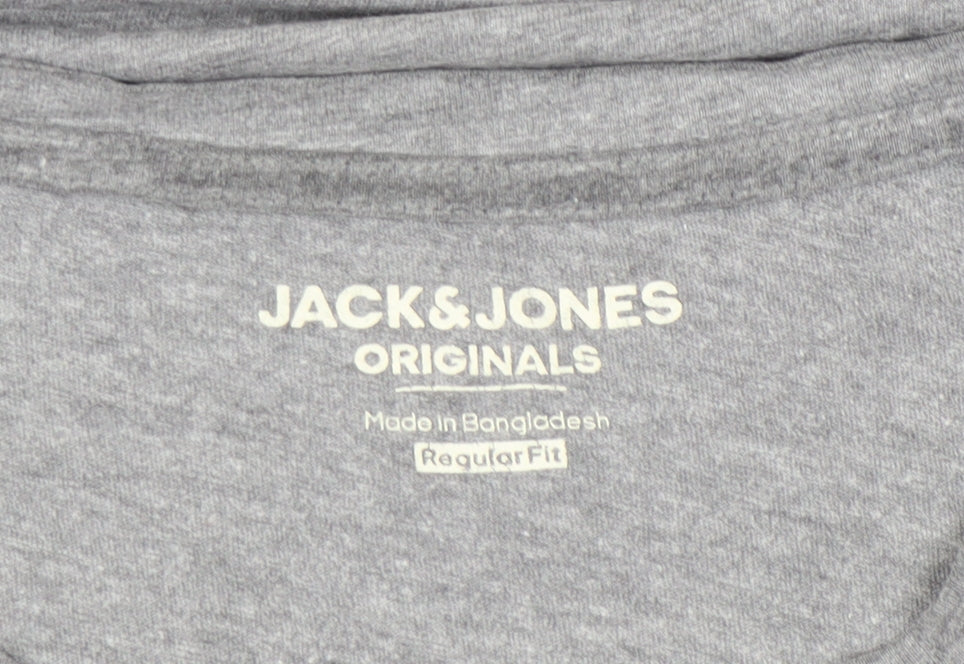 Jack & Jones Men’s Grey Regular Fit Crew Neck T-Shirt Size M