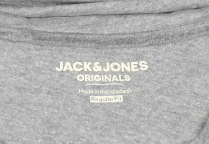 Jack & Jones Men’s Grey Regular Fit Crew Neck T-Shirt Size M