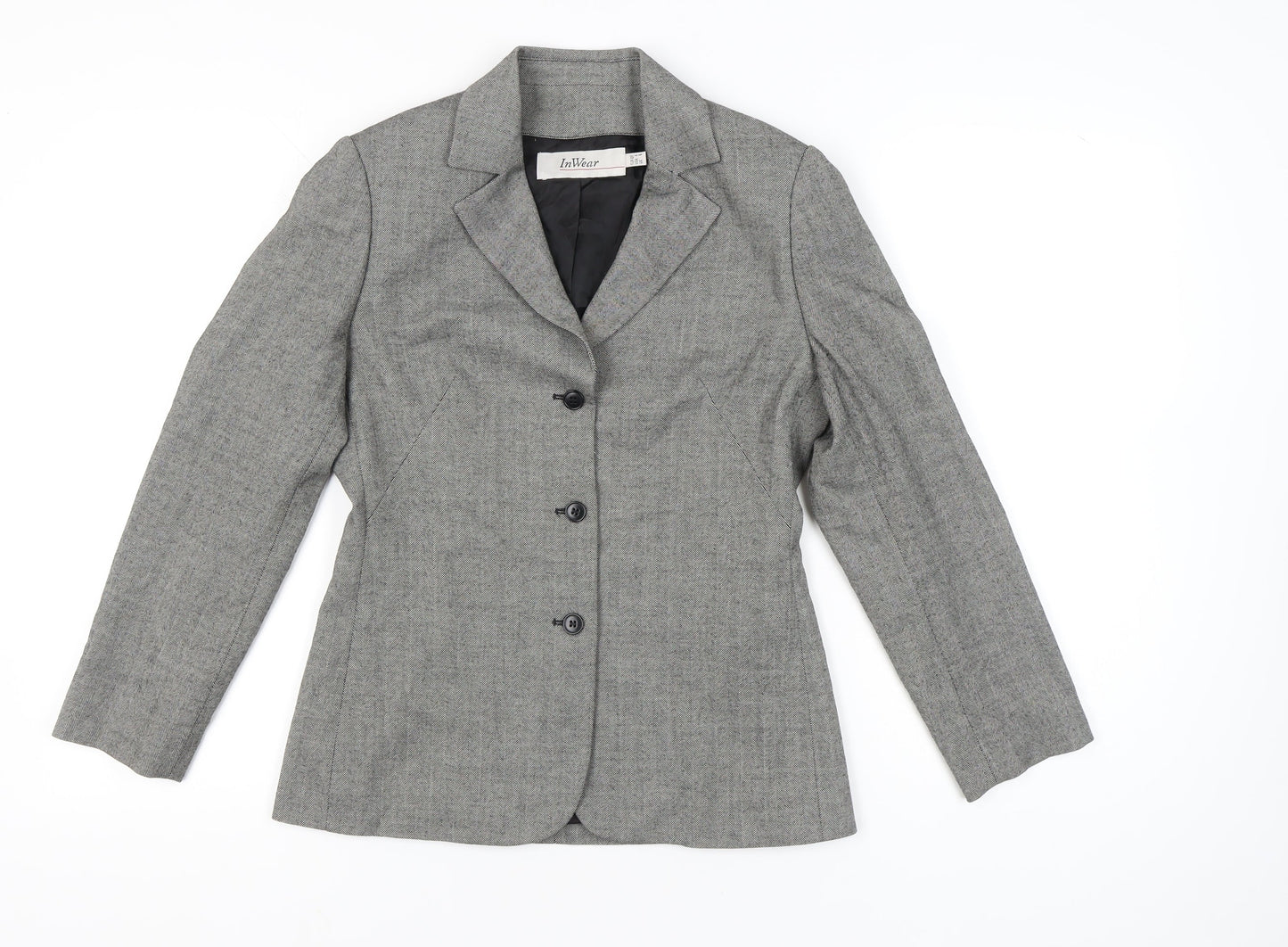 InWear Women’s Grey Herringbone Blazer Jacket UK 6 Classic Workwear
