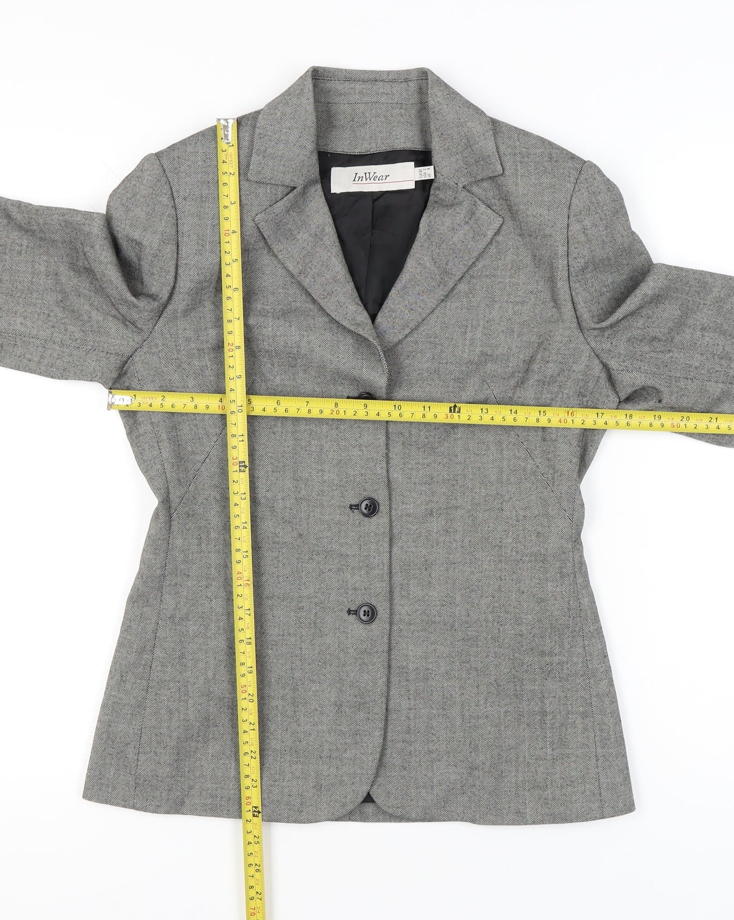 InWear Women’s Grey Herringbone Blazer Jacket UK 6 Classic Workwear