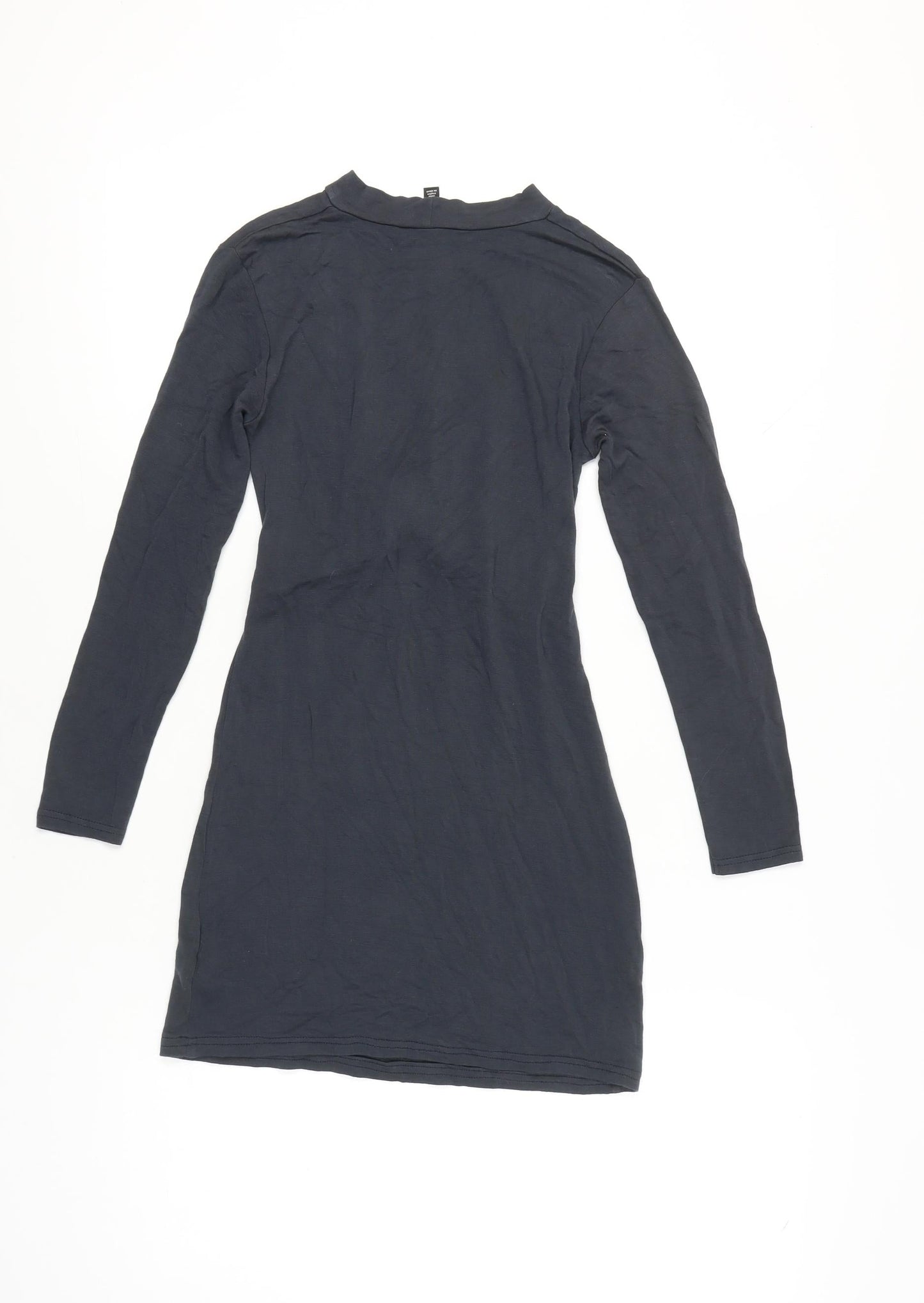 Topshop Petite Women’s Blue Bodycon Dress UK 4 Long Sleeve High Neck