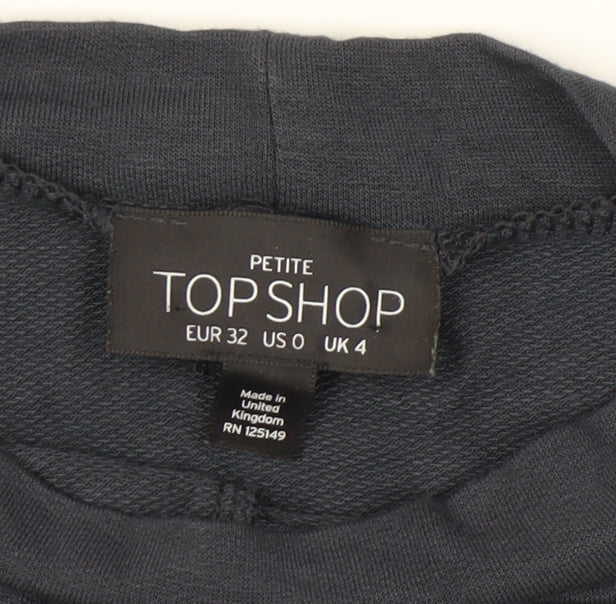 Topshop Petite Women’s Blue Bodycon Dress UK 4 Long Sleeve High Neck