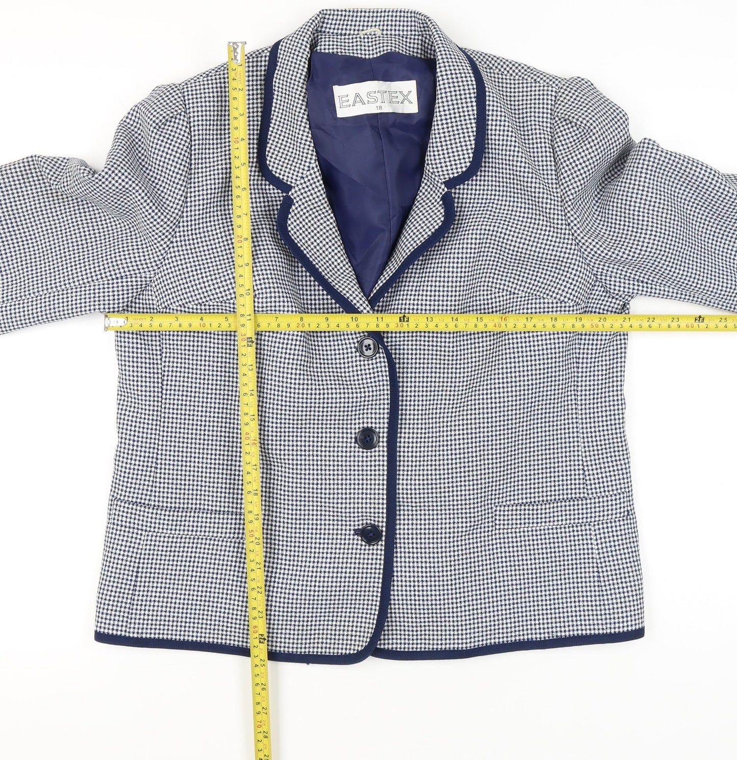 Eastex Womens Blue Houndstooth Suit Jacket Size 18 Regular Fit