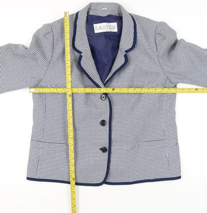 Eastex Womens Blue Houndstooth Suit Jacket Size 18 Regular Fit