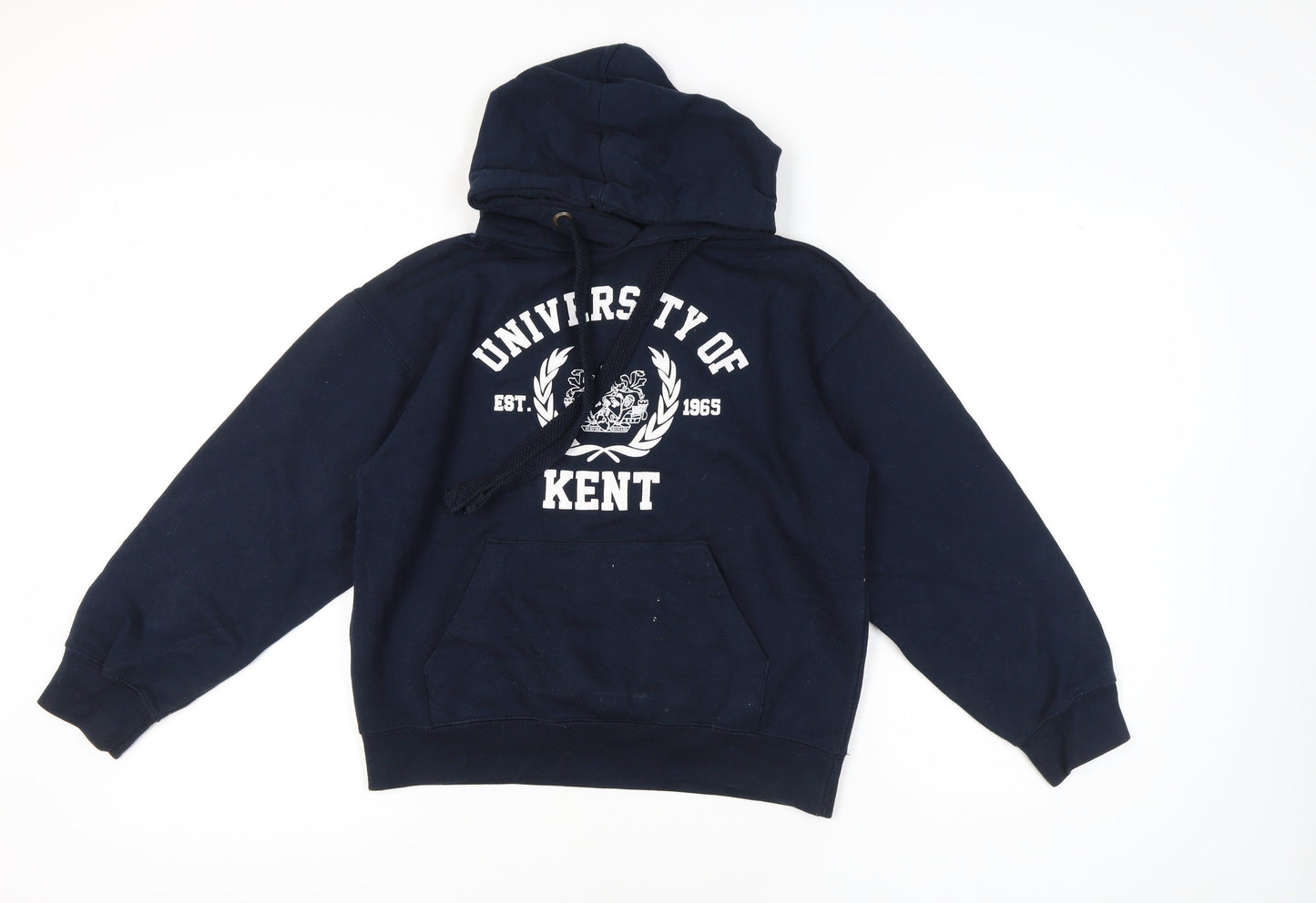 University of Kent Navy XS Hoodie Women Teens Pullover Cotton Blend