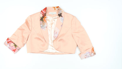 L'Atelier Women's Pink Floral Cropped Blazer Size 14