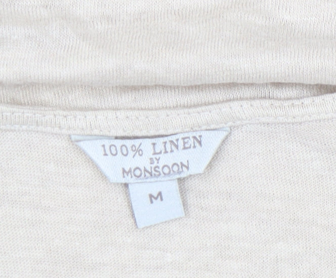 Womens UK Size M Monsoon Beige Basic T-Shirt