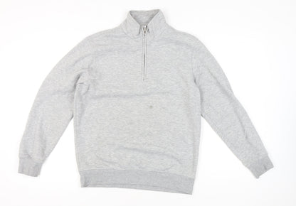 MNG Men’s Grey 1/4 Zip High Neck Sweatshirt Size S Regular Fit