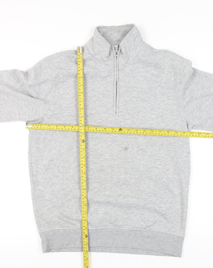 MNG Men’s Grey 1/4 Zip High Neck Sweatshirt Size S Regular Fit
