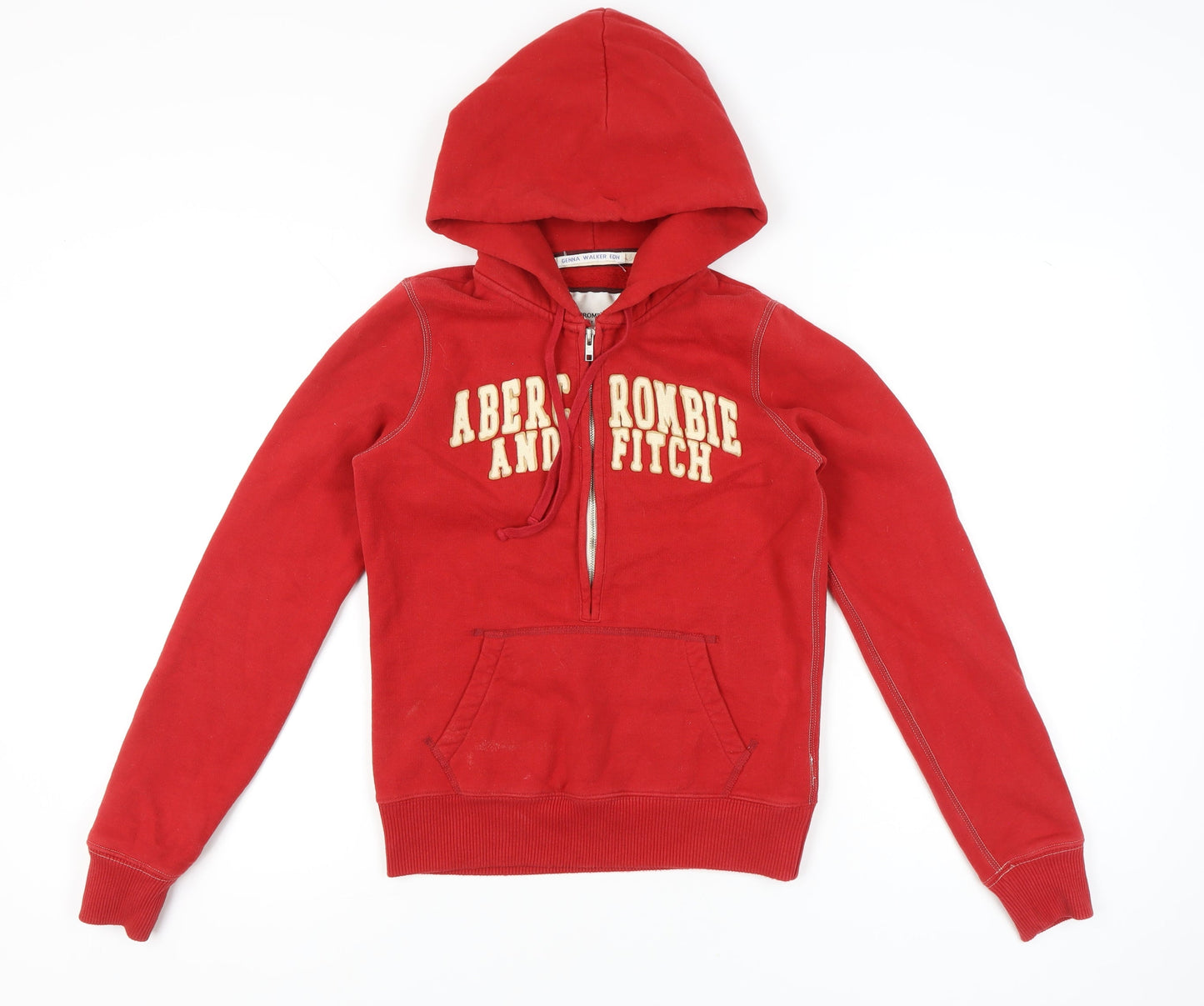 Abercrombie & Fitch Womens Red Hoodie Medium Logo Pullover