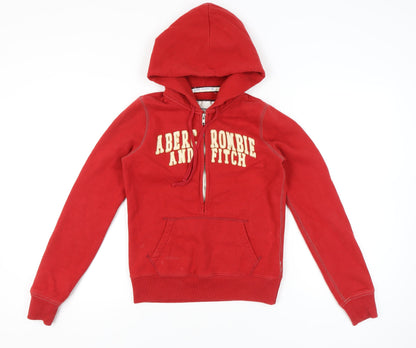 Abercrombie & Fitch Womens Red Hoodie Medium Logo Pullover