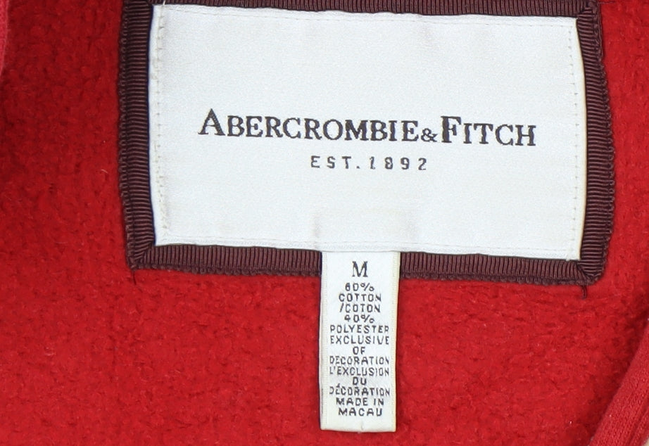 Abercrombie & Fitch Womens Red Hoodie Medium Logo Pullover