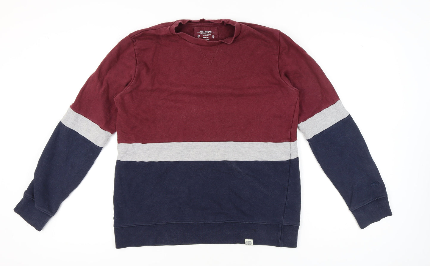 Mens UK Size L Pull&Bear Multicoloured Pullover Sweatshirt
