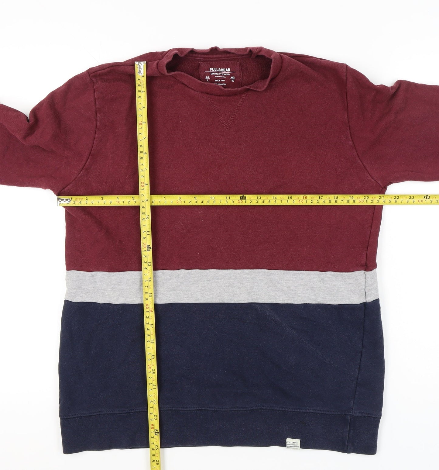 Mens UK Size L Pull&Bear Multicoloured Pullover Sweatshirt