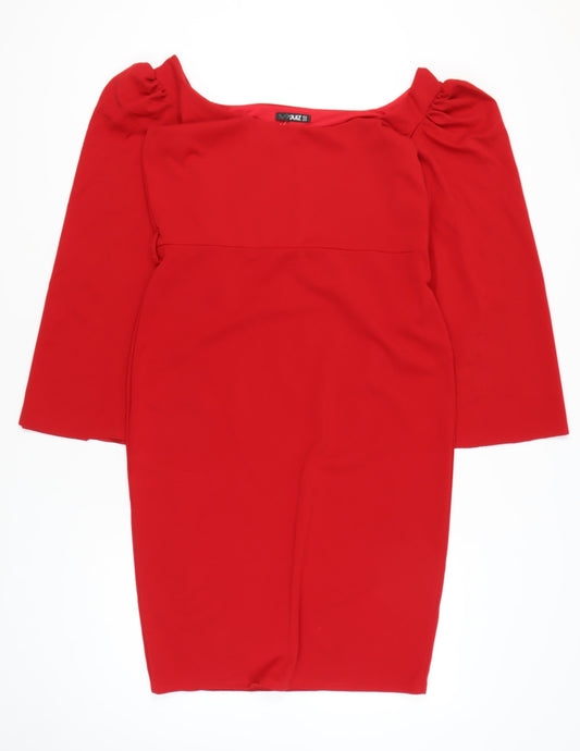 Quiz Women’s Red Bodycon Dress Size 18 Long Sleeve Party