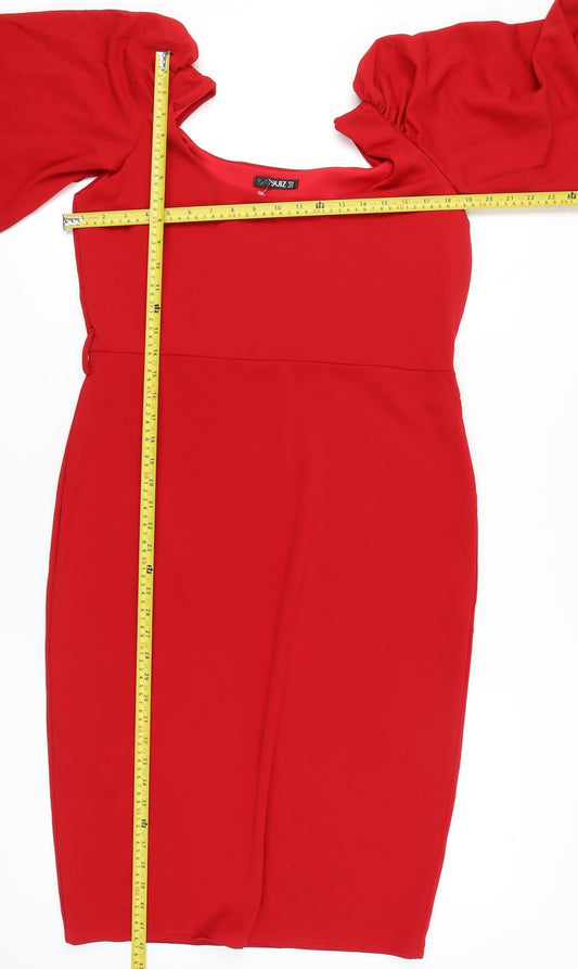 Quiz Women’s Red Bodycon Dress Size 18 Long Sleeve Party