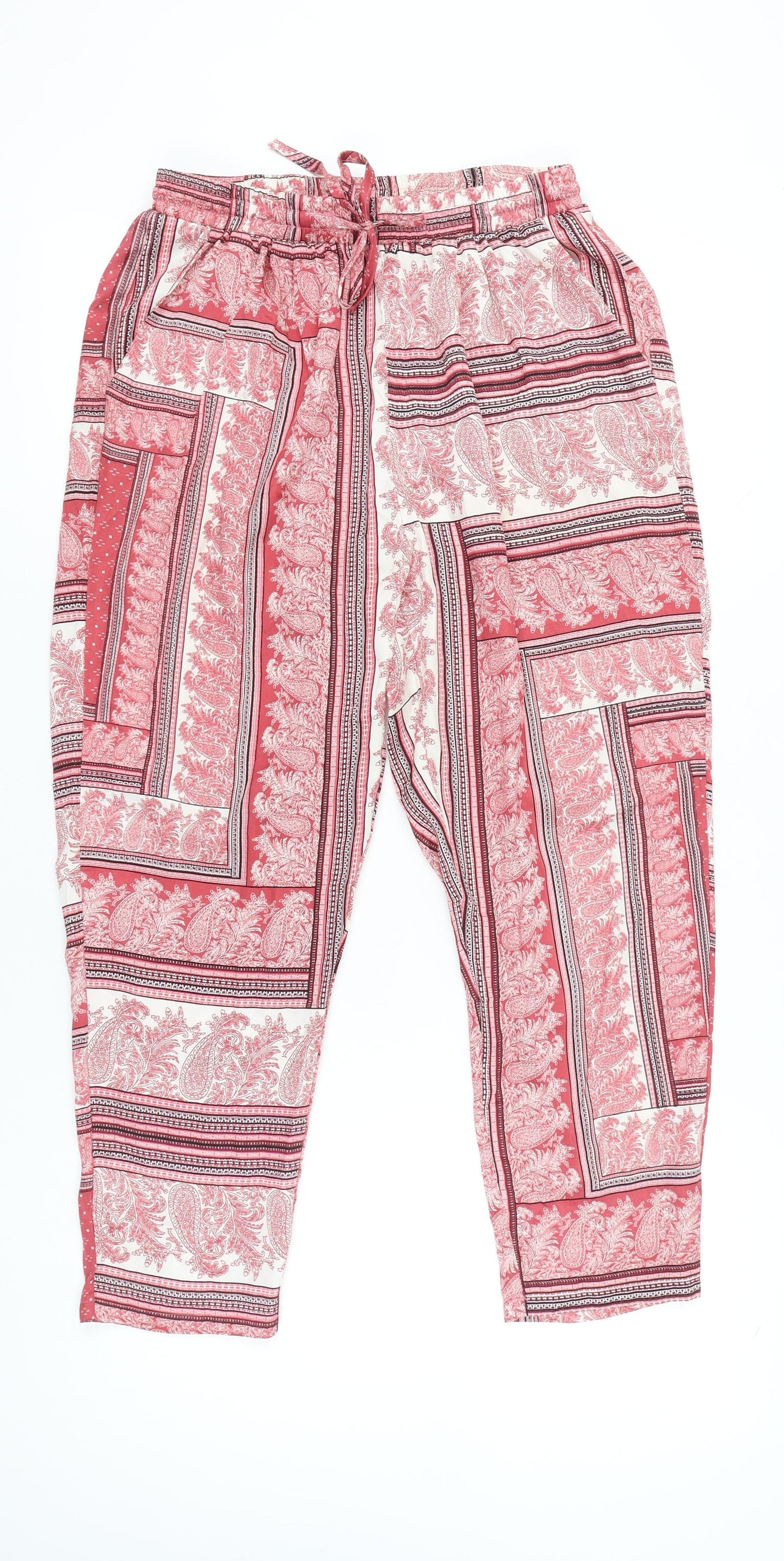 Womens UK Size 12 PRETTYLITTLETHING Regular Fit Jogger Red Trousers