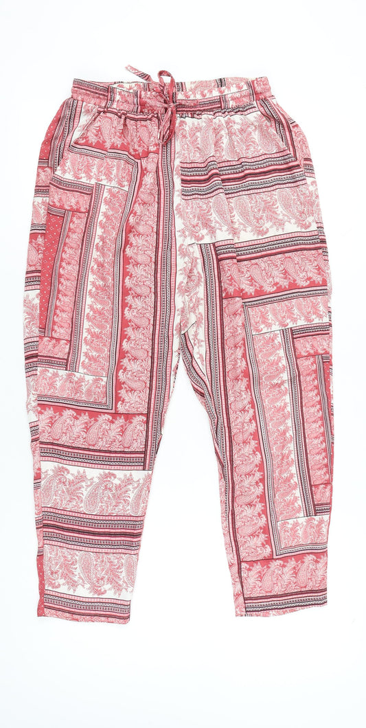 Womens UK Size 12 PRETTYLITTLETHING Regular Fit Jogger Red Trousers