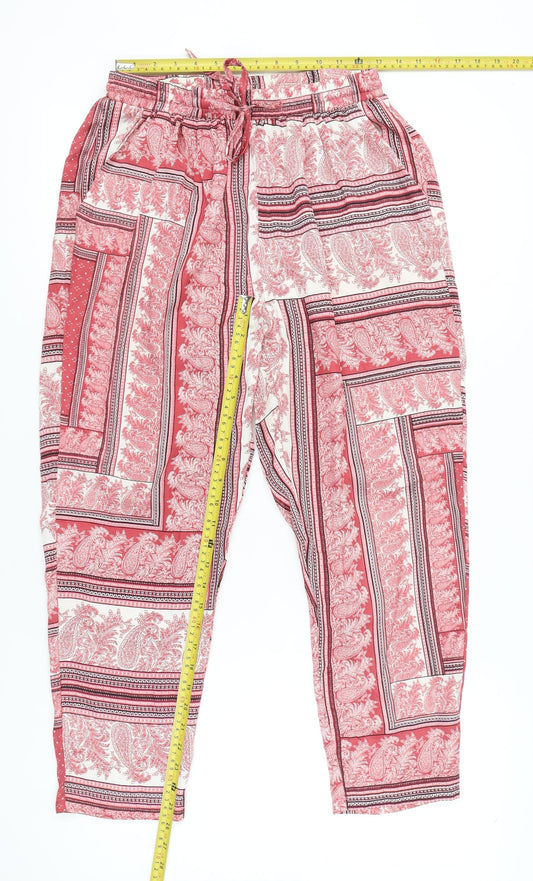 Womens UK Size 12 PRETTYLITTLETHING Regular Fit Jogger Red Trousers