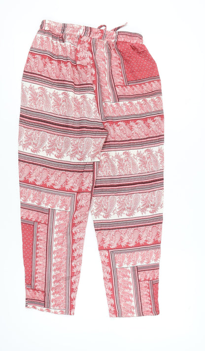 Womens UK Size 12 PRETTYLITTLETHING Regular Fit Jogger Red Trousers