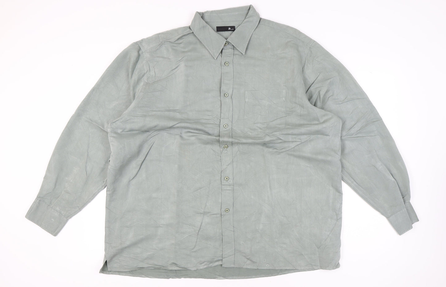 BHS Men’s Green 2XL 47-49" Long Sleeve Button-Up Shirt Viscose Blend