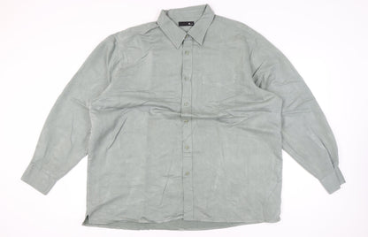 BHS Men’s Green 2XL 47-49" Long Sleeve Button-Up Shirt Viscose Blend