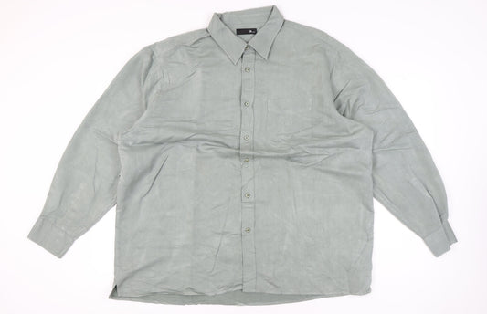 BHS Men’s Green 2XL 47-49" Long Sleeve Button-Up Shirt Viscose Blend