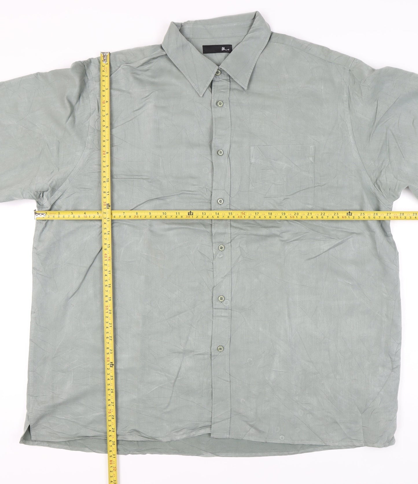 BHS Men’s Green 2XL 47-49" Long Sleeve Button-Up Shirt Viscose Blend