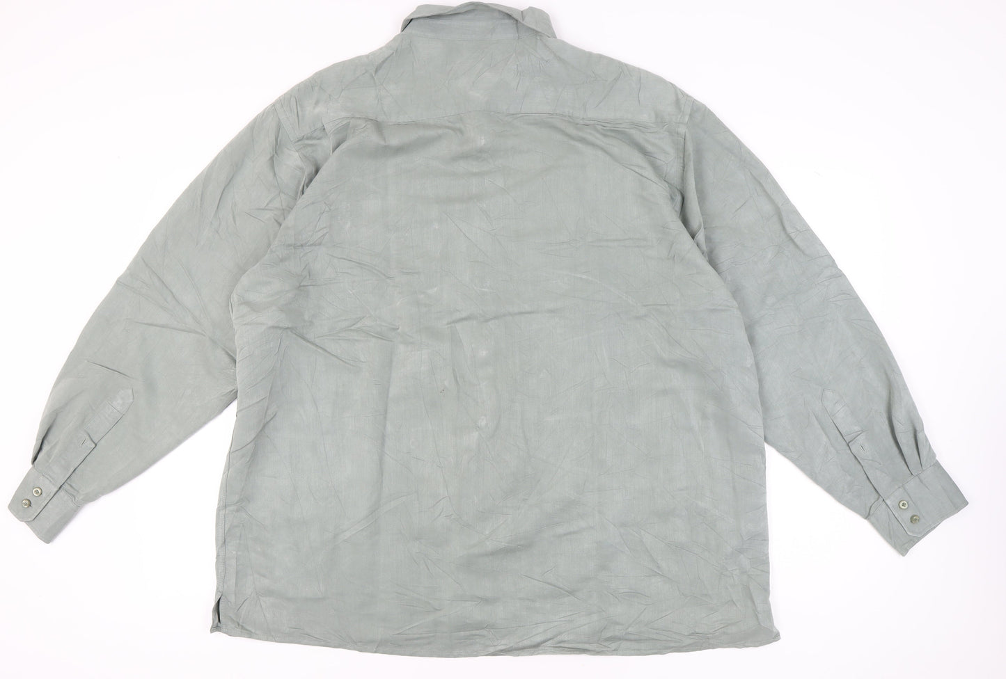 BHS Men’s Green 2XL 47-49" Long Sleeve Button-Up Shirt Viscose Blend
