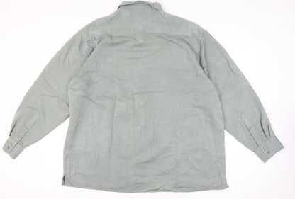 BHS Men’s Green 2XL 47-49" Long Sleeve Button-Up Shirt Viscose Blend