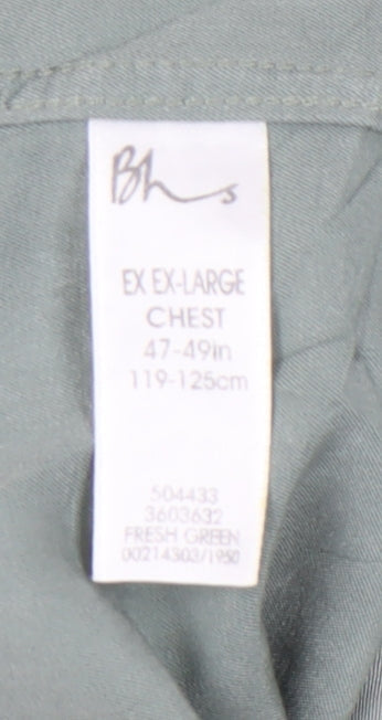 BHS Men’s Green 2XL 47-49" Long Sleeve Button-Up Shirt Viscose Blend