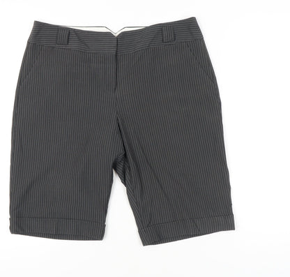Dorothy Perkins Women Grey Pinstripe Bermuda Shorts Size 14