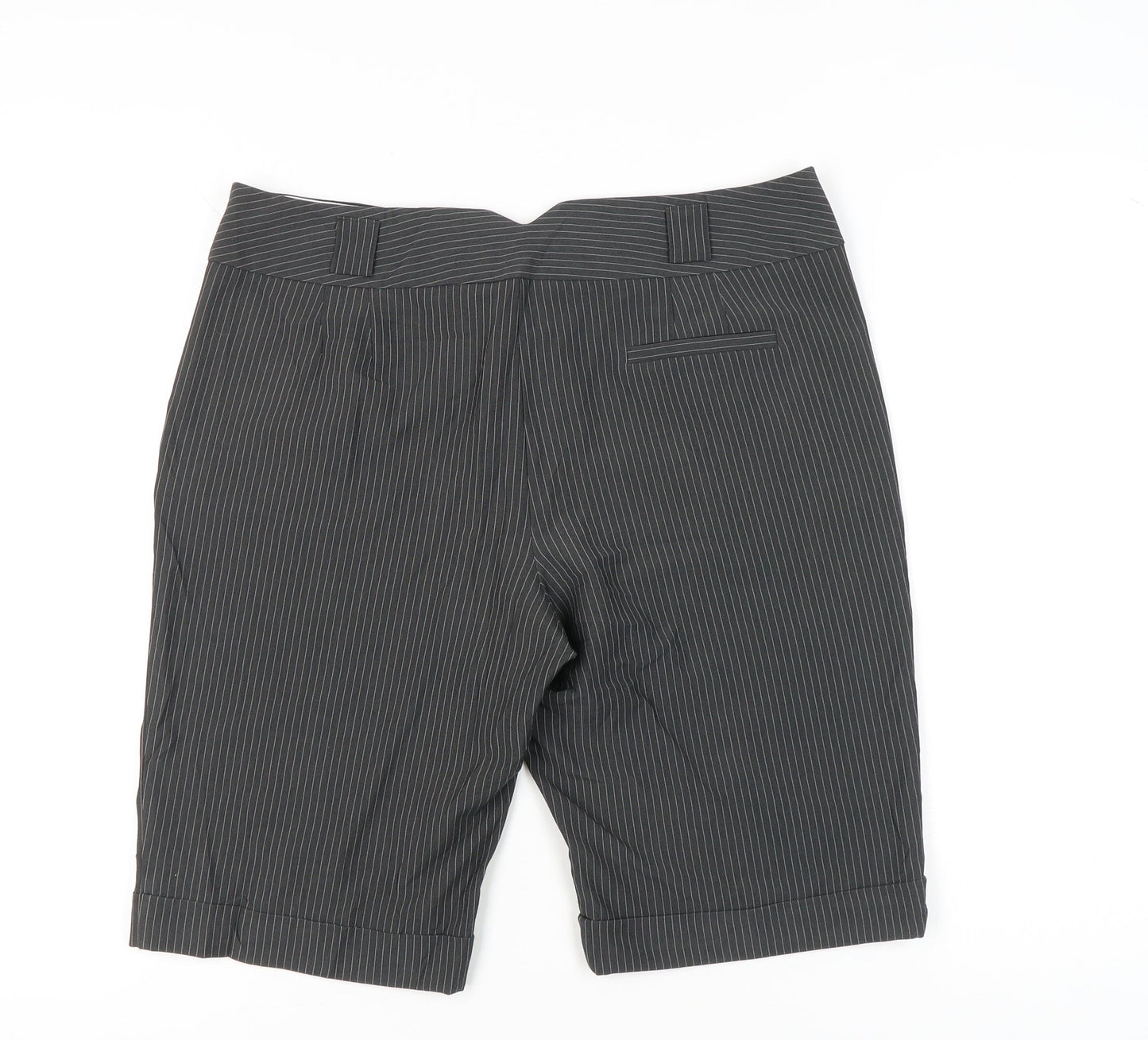 Dorothy Perkins Women Grey Pinstripe Bermuda Shorts Size 14
