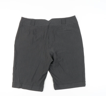 Dorothy Perkins Women Grey Pinstripe Bermuda Shorts Size 14