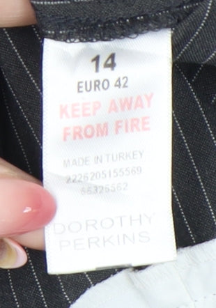 Dorothy Perkins Women Grey Pinstripe Bermuda Shorts Size 14