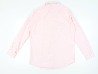John Lewis Men’s Pink Slim Fit Long Sleeve Button-Up Shirt Size 16