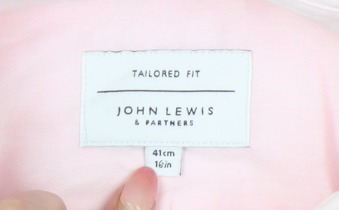 John Lewis Men’s Pink Slim Fit Long Sleeve Button-Up Shirt Size 16