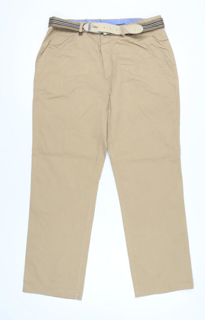 Gurteen Men's Beige Chino Trousers Size 36S Cotton Straight Fit